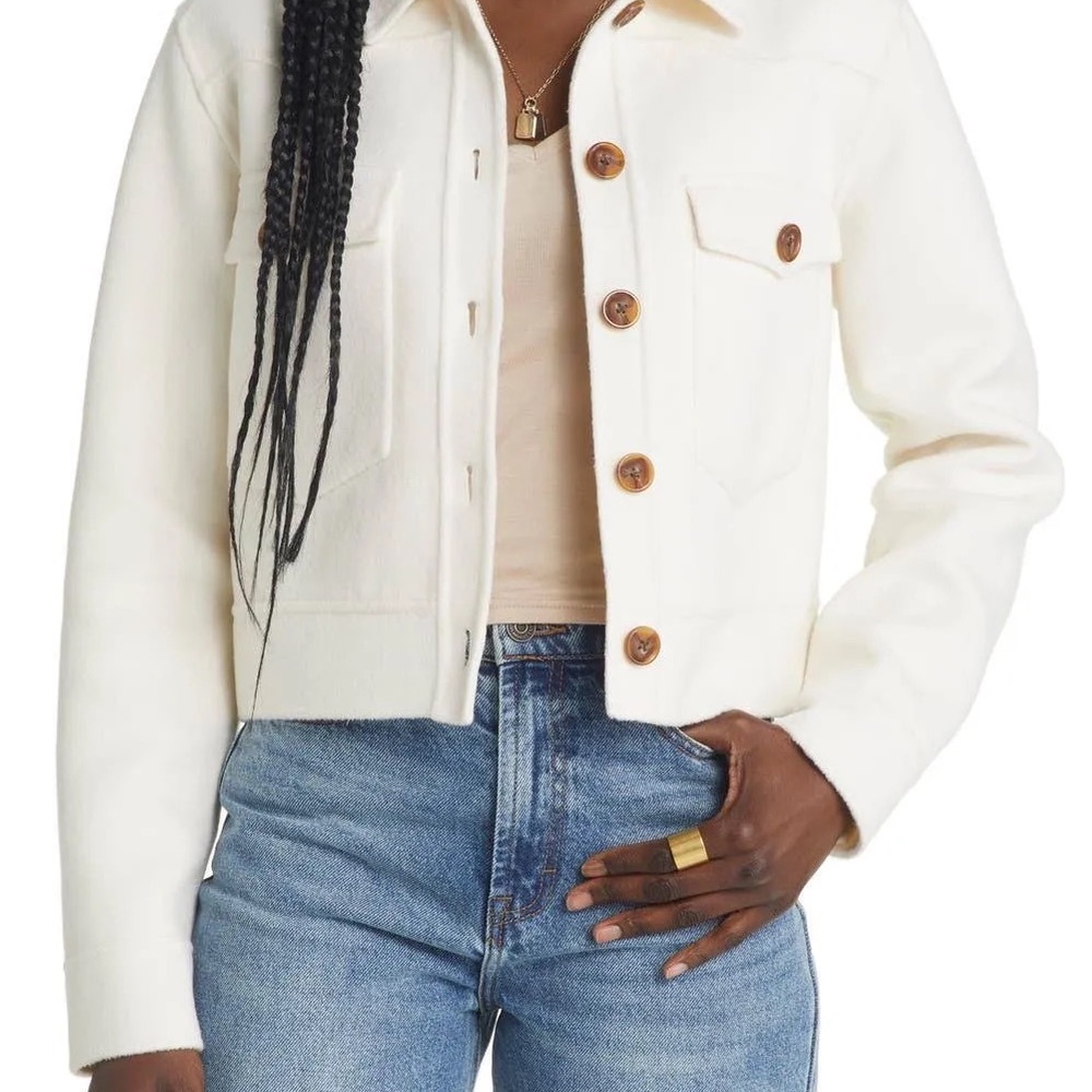 Rails Easton Wool Blend Crop Jacket In White